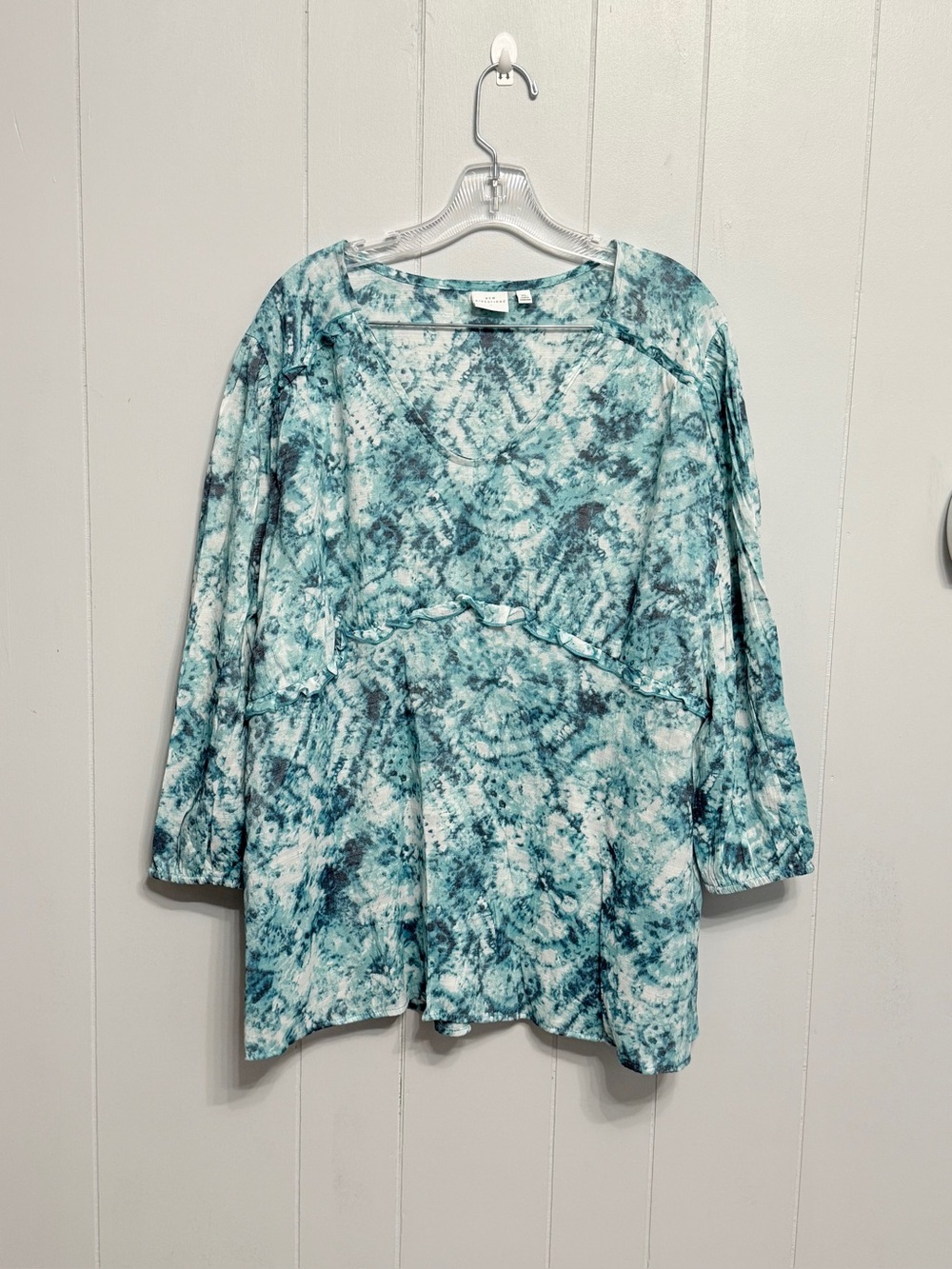 #13) new directions Teal Blue Tie-Dye Long Sleeve Tunic